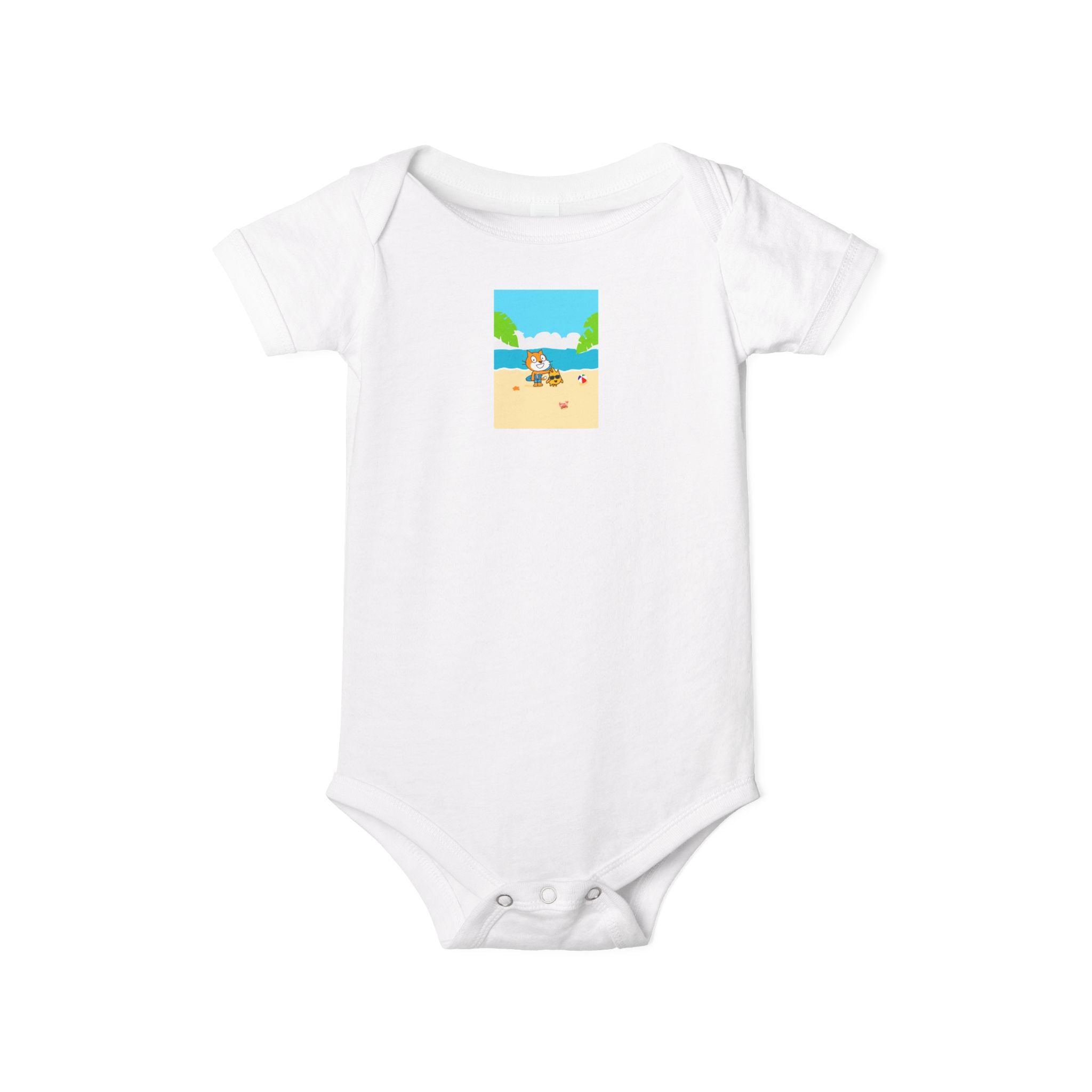 Scratch Cat Beach Day Babie Onesie