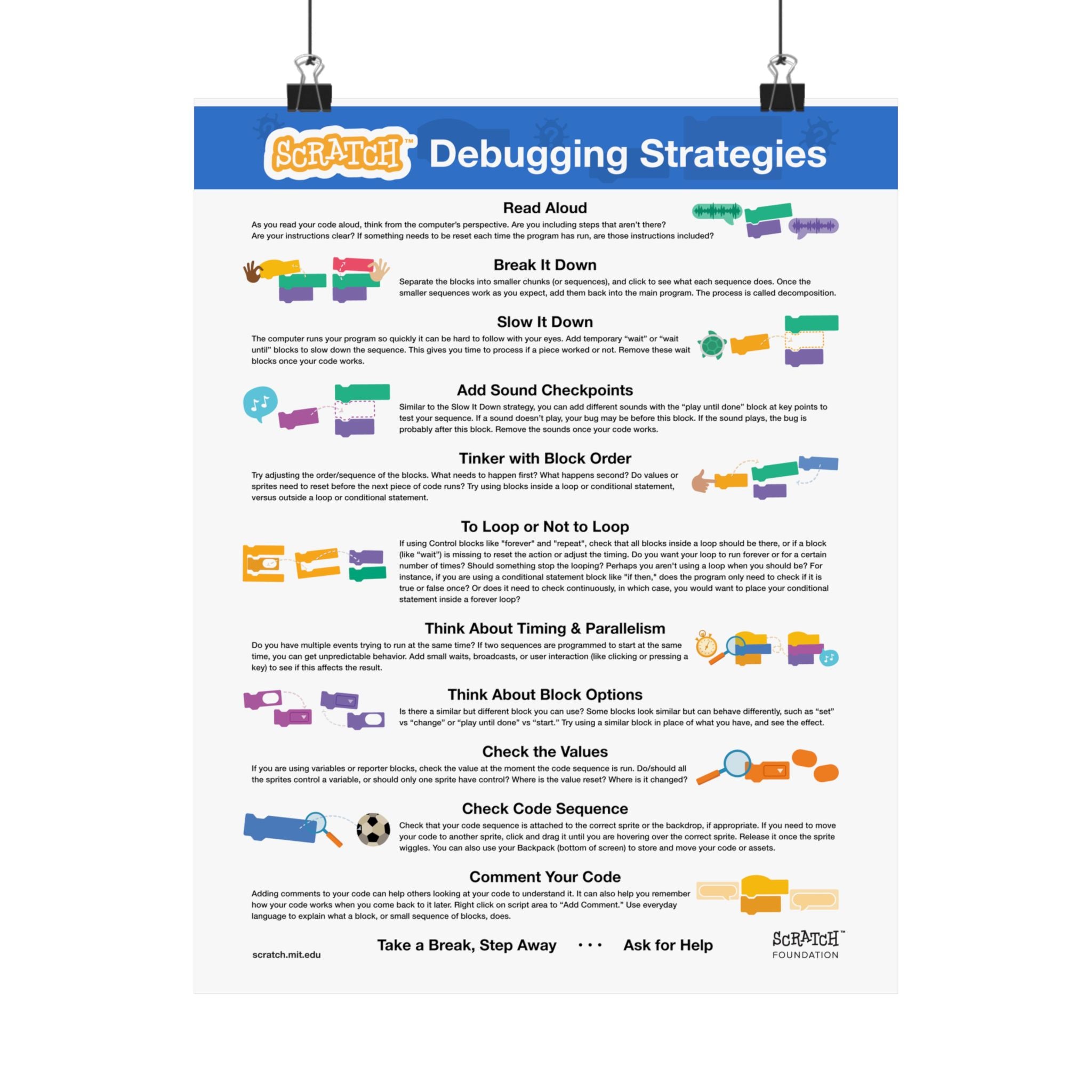 Scratch Debugging Poster for Classroom & Home