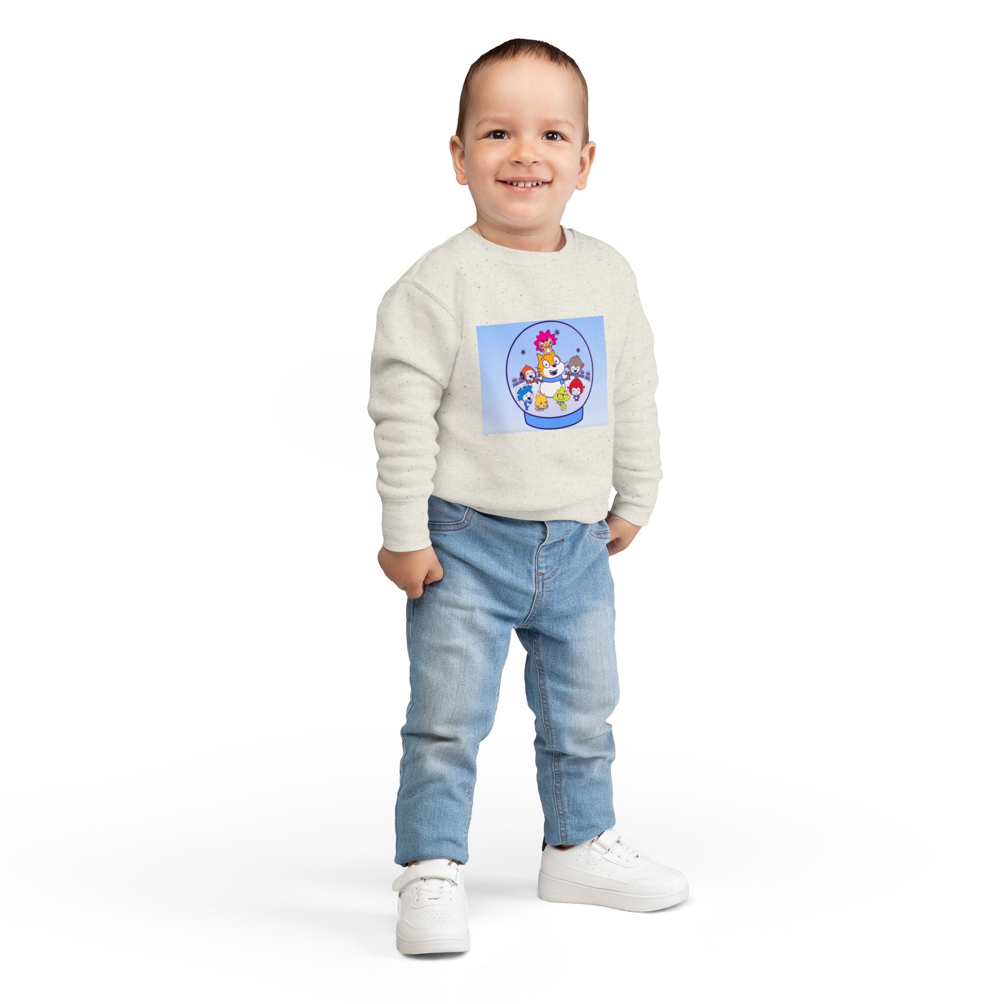 Toddler Sweatshirt - Cute Cartoon Snow Globe with Friendly Animal Characters