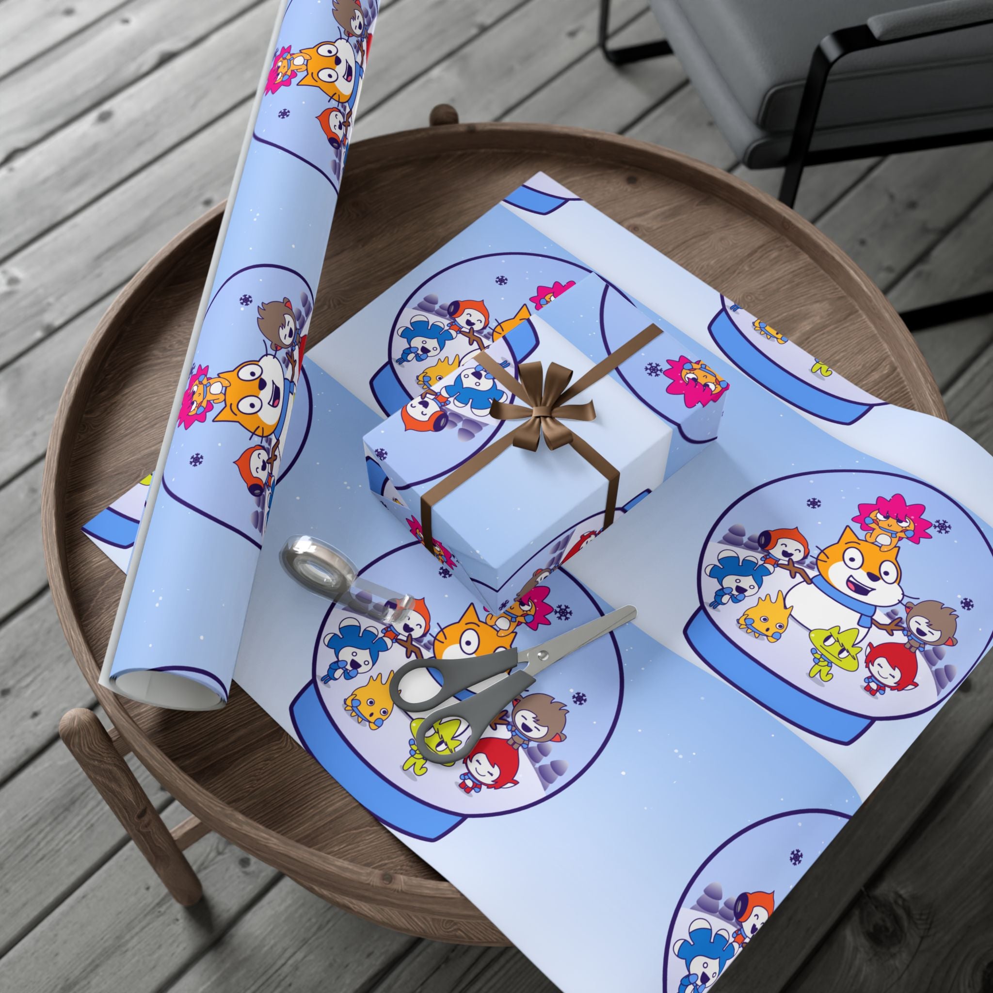 Scratch "kid" Designed Snow Day Kids Gift Wrap Paper