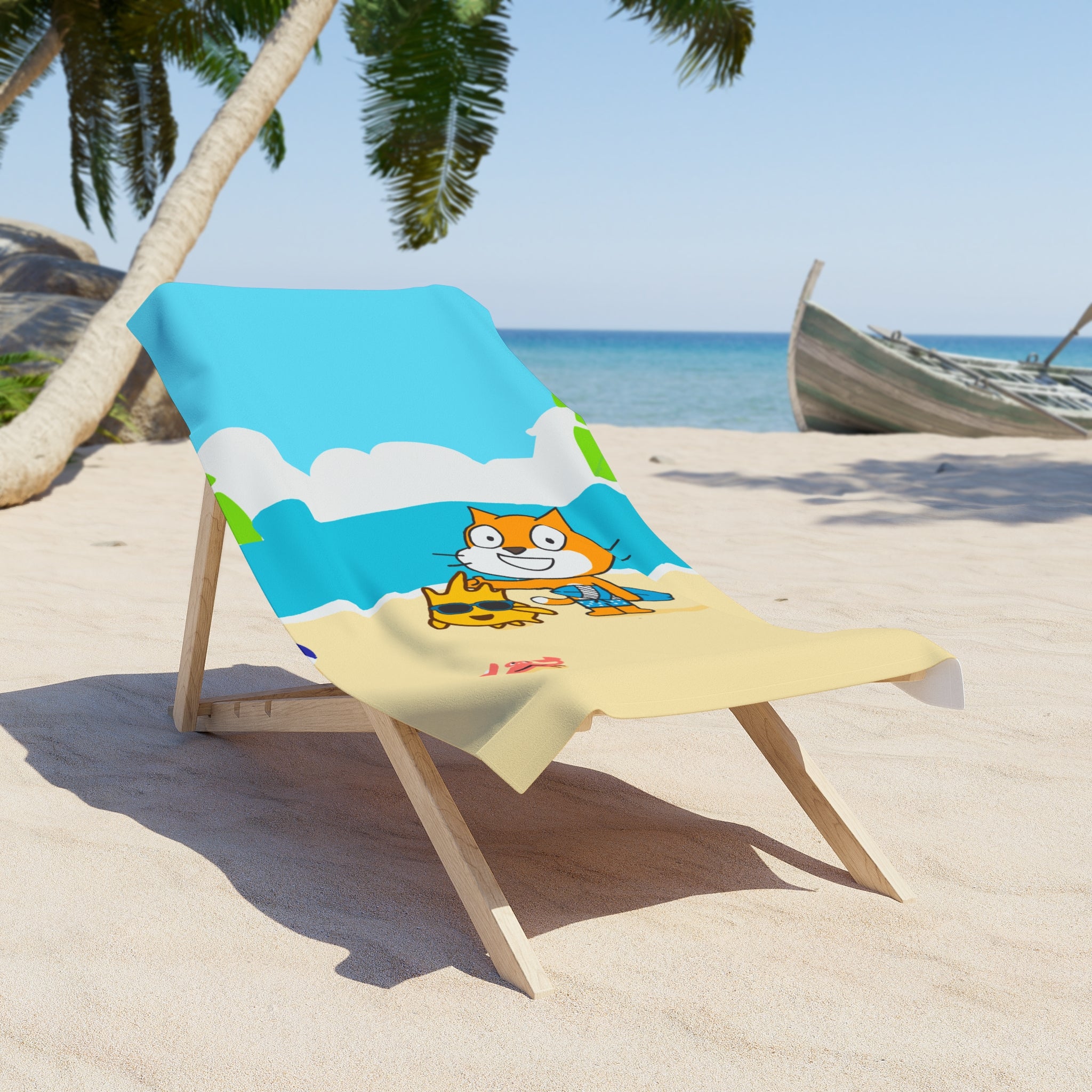 Playful Scratch Cat Beach Towel