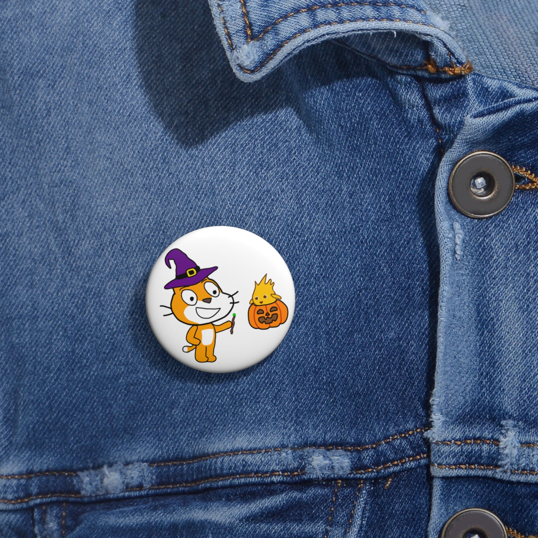 Scratch Cat Halloween Pin