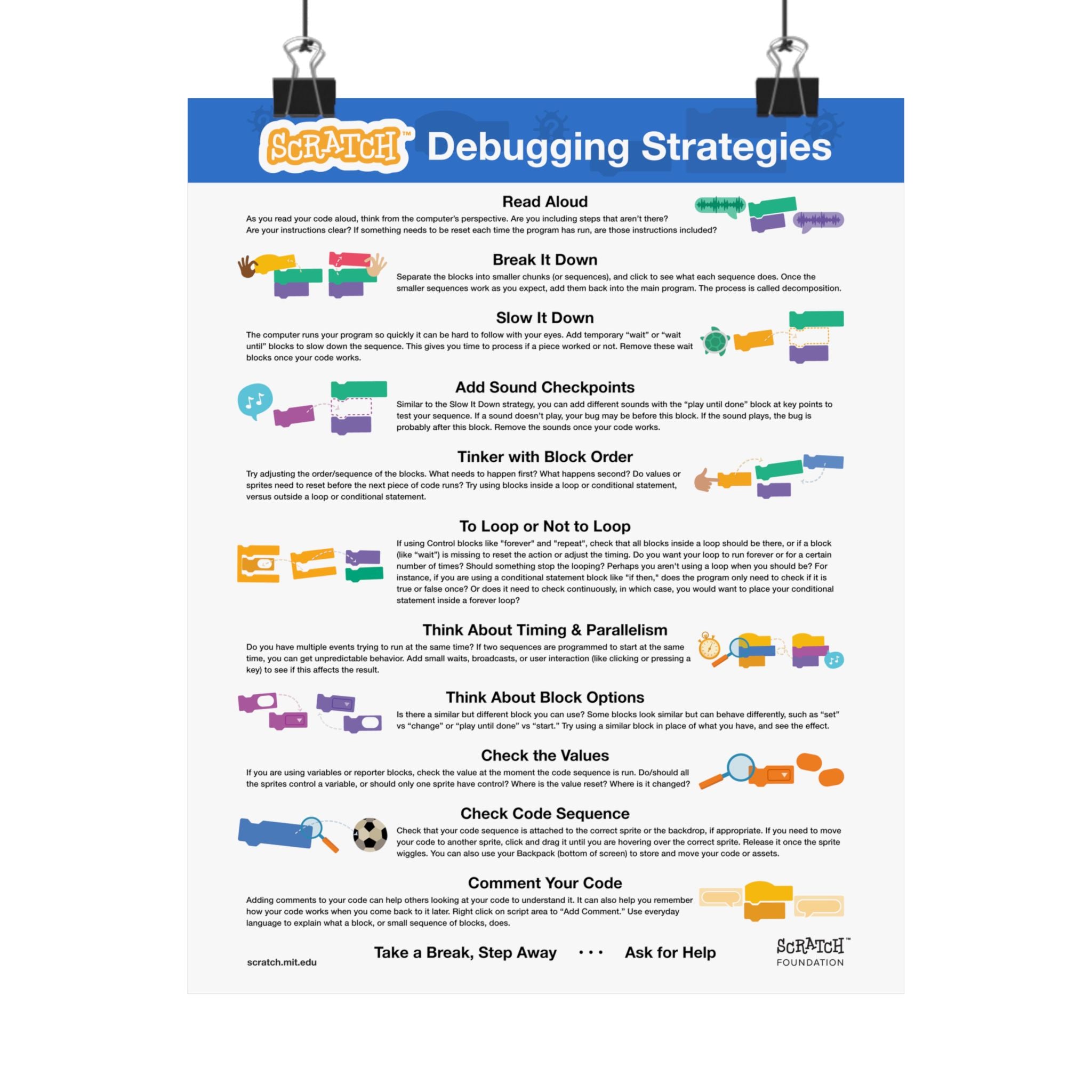 Scratch Debugging Poster for Classroom & Home