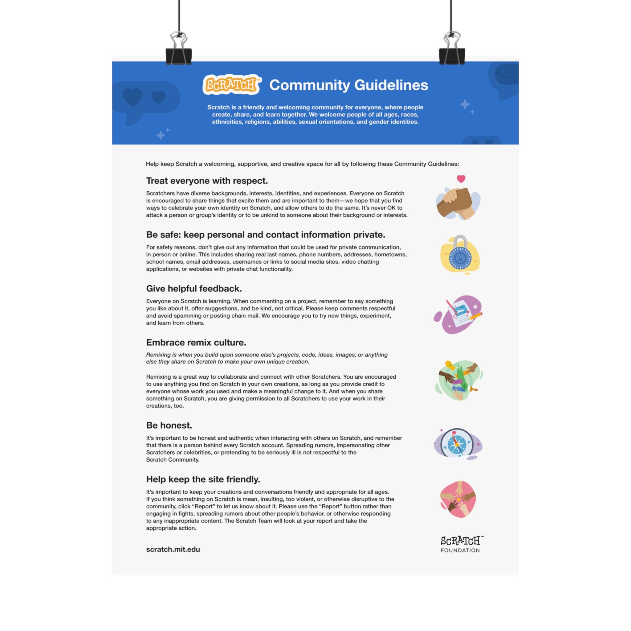 Scratch Community Guidelines Poster for Classroom & Home