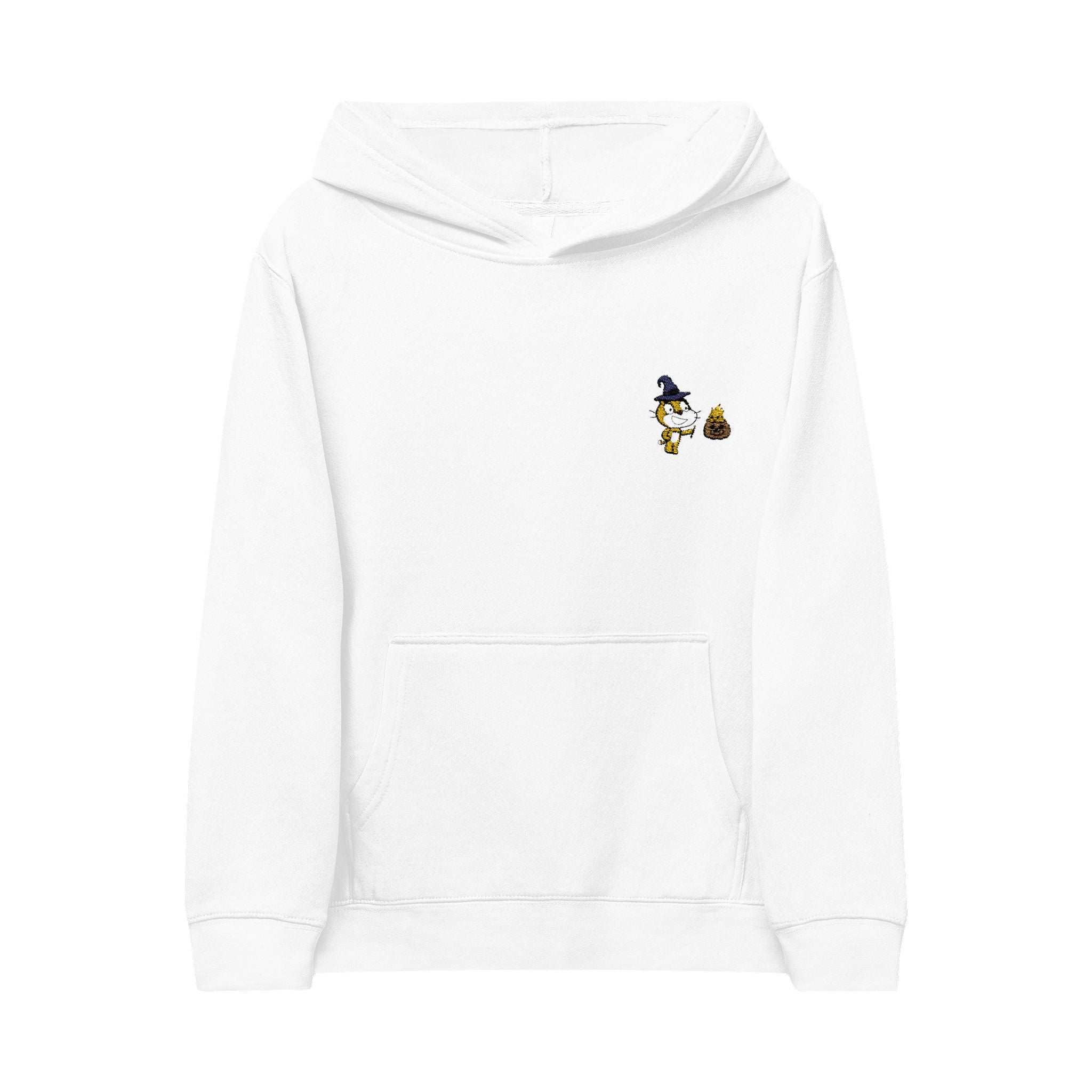 Scratch Cat Halloween Kids Fleece Hoodie with Embroidered Design