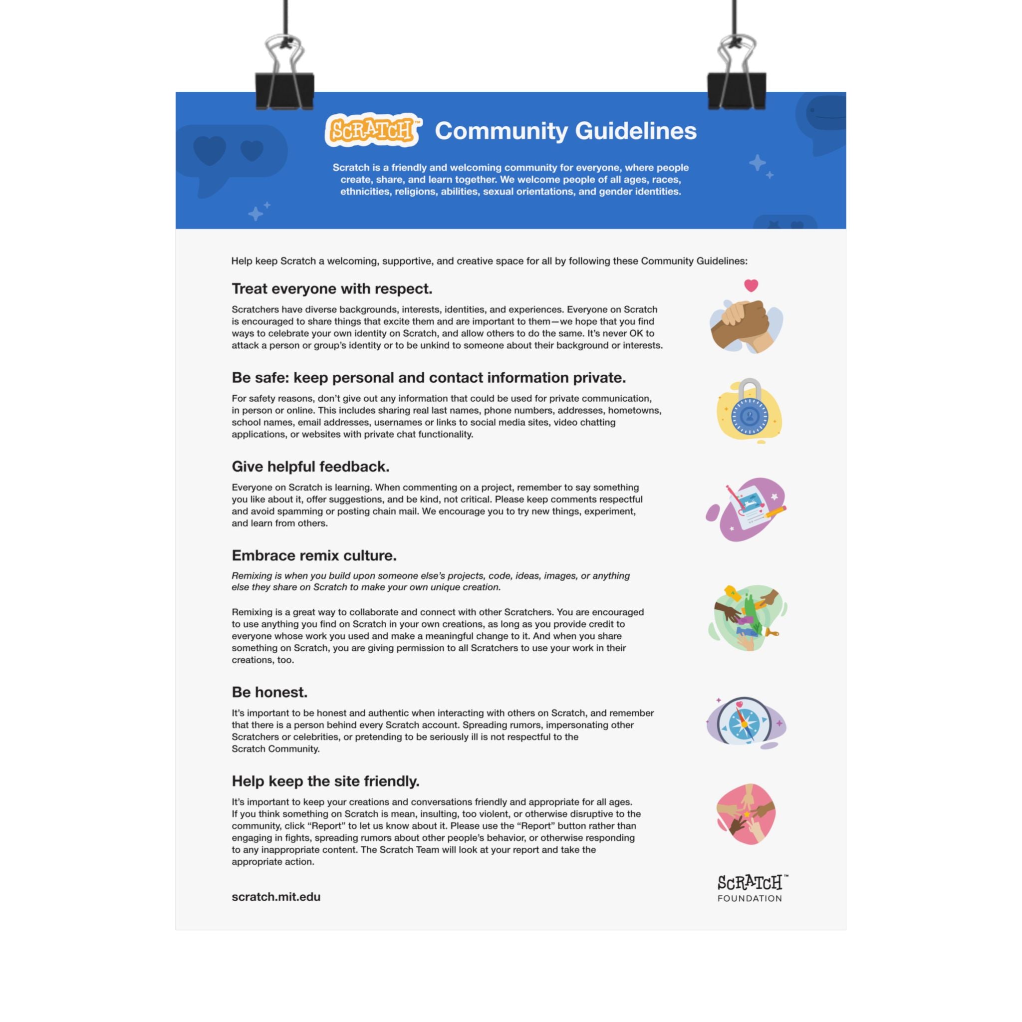 Scratch Community Guidelines Poster for Classroom & Home