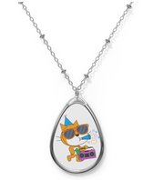 Scratch "Party Cat" Oval Necklace